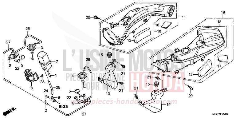 CONDUITE D'ADMISSION AIR/VALVE SOLENOIDE de CBR1000RR "Fireblade" GRAPHITE BLACK (NHB01) 2014